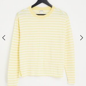 Yellow & White Striped Long Sleeve Knit Top